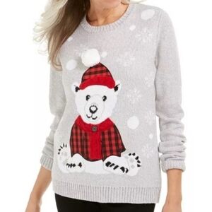 NWT Karen Scott 3D Holiday Sweater Polar Bear Size Medium